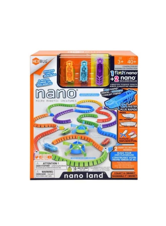 هيكس بج HEXBUG Flash Nano Land – مجموعة ملعب نانو المتحركة مع 3 روبوتات نانو وLED للأطفال 3 سنوات فأكثر - Image 1
